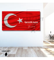 Panoramik Kanvas Makam Panosu Türk Bayrağı Atatürk ''Egemenlik, kayıtsız şartsız ulusundur. ''