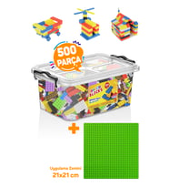 Yeşil Uygulama Zeminli Lego Mikro Blok Funny Blocks 500 Parça Plastik Kutulu