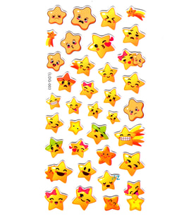 Sticker Kabartmalı Stiker Defter, Planlayıcı Etiket (Ldg003)-17x9 cm - Yıldız Emoji