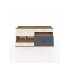 Kronos Konsol 4 Raflı 5 Çekmeceli 2 Kapaklı 176x59x99 Çam-Antrasit/Aytaşı