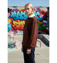 Kadın Dik Yaka Düşük Kol Fermuarlı Geniş Kalıp Sweatshirt Fonksiyonel Dayanıklı Kaliteli Şık