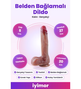 27 Cm Kalın Ultra Gerçekçi Melez Belden Bağlamalı Vantuzlu Dildo Penis – iyimor