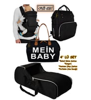 Çift Yönlü Bebek Taşıma Kanguru + Portbebe Ana Kucağı + Bebek Bakım Çantası + Hastane çıkış Çantası (Siyah)