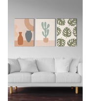 Minimal Kanvas Duvar Tablosu 3'lü Tablo Seti 40x55cm Botanical Flowers Canvas (Karışık)