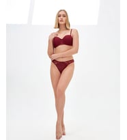 NBB Dantelli Desteksiz Balensiz Lotus Kesim Sütyen Takım -4645 (Bordo)
