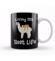 Cute Sloth & Llama Living My Best Life Animal Kupa Bardak Porselen
