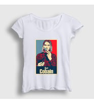 Presmono Kadın Beyaz Smoking Nirvana Kurt Cobain T-Shirt 35941tt