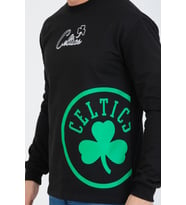 Erkek Celtic Oversize Baskılı Pamuklu Kapşonlu Yaka Uzun  Kollu Sweatshirt  Hoodie (Siyah)