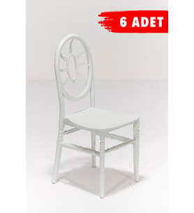 6 Adet Sunny Beyaz Sandalye / Balkon-Bahçe-Mutfak