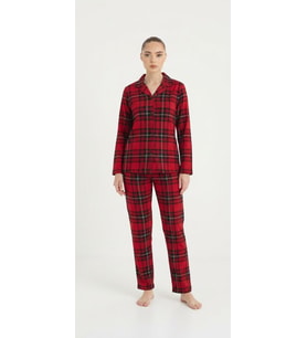 Çağrı Kadın Kışlık Süet Uzun Kollu Önü Düğmeli Yumuşak Dokulu Pijama Takımı