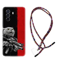 Huawei Nova Y70 Y90 Nova 9 SE  Kılıf Boyun Asklı Rasta Silikon Çılgın Kedi 1674