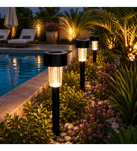 8 ADET GÜNEŞ ENERJİLİ SOLAR LAMBA BAHÇE AYDINLATMA IP65 SOLAR TORCH LAMP 34 CM PİLSİZ LED IŞIKLI