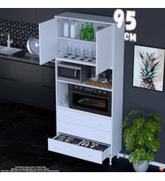 Eliusta Defne 95 cm Fırın Uyumlu 3 Çekmeceli Çok Amaçlı Mutfak Kiler Banyo Organizer Çocuk Odası Dolabı