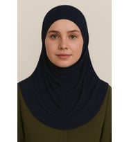 Pileli Tesettür Hijab Hazır Eşarp (Lacivert)