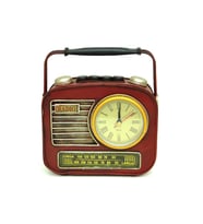 Dekoratif Metal Radyo Saatli Kumbara Vintage Biblo Hediyelik