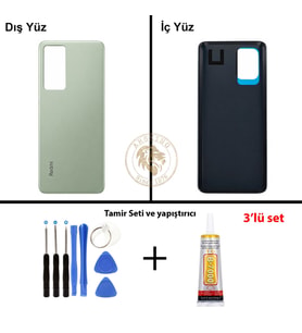 Yapıştırıcı Redmi K60 Yeşil Yapıştırıcı Arka Pil Kapağı Batarya Kapağı + Yapıştırıcı ve Vida Seti