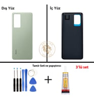 Yapıştırıcı Redmi K60 Yeşil Yapıştırıcı Arka Pil Kapağı Batarya Kapağı + Yapıştırıcı ve Vida Seti