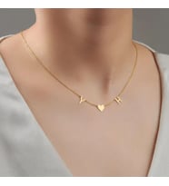 Kişiye Özel 925 Ayar Gümüş Çift Harf Kalp Kolye (Gold)