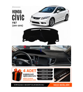 HONDA CIVIC FB7 (2011-2015) Uyumlu Torpido Örtüsü Torpido Kılıfı - Siyah