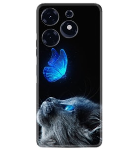 Spark 10 Pro Kılıf Resimli Desenli Silikon Platinium Series Butterfly Cat 1891