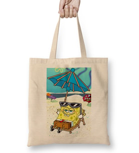 Sünger Bob Sponge Bob 01 Bez Çanta Uzun Saplı