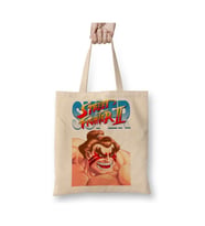 Street Fighter 2 Guile Beyaz Bez Çanta Uzun Saplı Alışveriş Çantası Plaj Çantası