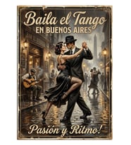Buenos Aires'te Tango Dansı Posteri Dekoratif Kanvas - Mdf Ahşap Tablo