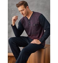 Kly 7033 Erkek Jivago Yaka Pijama Takım
