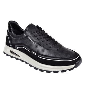 Voyager Hakiki Deri Yazlık Erkek Spor Ayakkabı Sneaker VOY-684 SİYAH