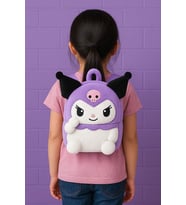 Sevimli Karikatür Kuromi Peluş Çanta Kızlar İçin Çanta Sırt Çantaları Kawai (Ekru-Siyah)