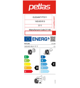 Petlas 165/65 R13 TL 77T ELEGANT PT311 Yaz Lastiği (Üretim Tarihi:2026)