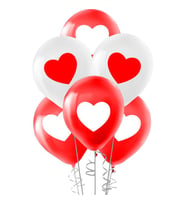 Kırmızı Beyaz Kalp Baskılı Balon – 25 Adet