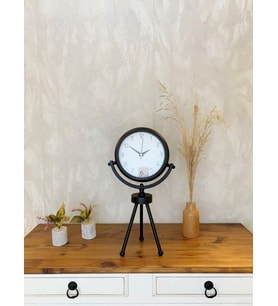 Siyah Metal Mini Tripod Zarif Masa Saati 45×26 Cm