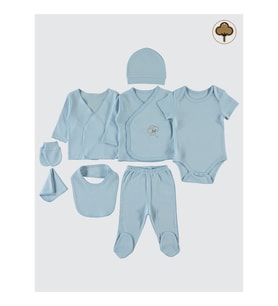 Civil Baby Bebek Organik 8'li Zıbın Takımı 0-1 Ay Mavi (Mavi)