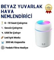 300 ML Yuvarlak Tasarım Beyaz Hava Nemlendirici ve Buhar Makinesi