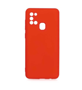 Samsung Galaxy A21S Kılıf Orj Lansman Serisi Pürüzsüz Esnek Kadife İç Kısım (Koyu Pembe)