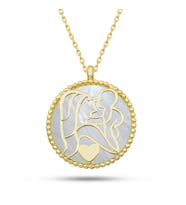 Gümüş Gold Sedef Taşlı Anne Çocuk Sevgisi Kolye