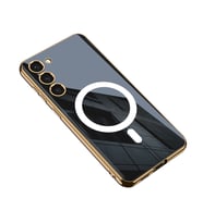 Lexroo Galaxy S23 Plus Kılıf Wireless Şarj Özellikli Kenarları Elektroplating Kaplama Aynalı Kent Kılıf - Siyah