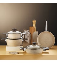 Aryıldız Vortex Cappuccino 7 Parça Granit Tencere Seti Ar260210