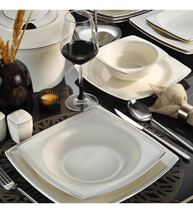 Kütahya Porselen Bone Mare 62 Parça 1079020 Desenli Yemek Takımı