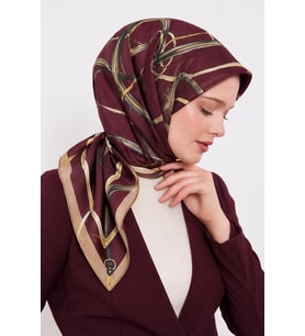 Lesscarves LS2209 Desenli Pamuk İpek Eşarp 90x90 cm