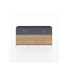 Arges Konsol 2 Raflı 4 Çekmeceli 4 Kapaklı 176x30x99 Antrasit-Antrasit/Çam