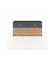 Arges Konsol 2 Raflı 4 Çekmeceli 4 Kapaklı 176x30x99 Antrasit-Antrasit/Çam
