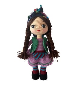 Mor Laz Kızı Bebek Amigurumi Organik Oyuncak