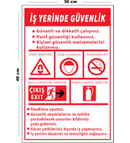 Metal İş Yerinde Güvenlik 30 cm x 40 cm A3 Büyüklüğünde Uyarı Levhası Yönlendirme Tabelası