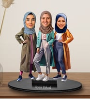 Kişiye Özel Tesettürlü Kadın Arkadaş Tasarımlı Karikatür Biblo  259