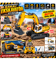 Uzaktan Kumandalı Şarjlı 12 Fonksiyonlu Ekskavatör Kepçe 2.4G 360° Dönebilen İş Makinesi