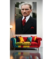 ATATÜRK PORTRESİ V2 Ev Duvar Salon Güzellik Salonu Ofis Dükkan Dekarasyon Kanvas Tablo (Çok Renkli)