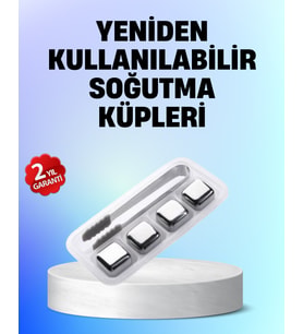 Yeniden Kullanılabilir 304 Çelik Metal Buz Küpleri 4'lü Set