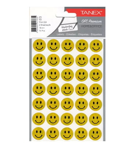 TANEX TNX-324 19mm. SARI HOLOGRAM GÜLEN YÜZ STICKER 2'Lİ